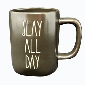 Rae Dunn Slay All Day Matte Ceramic Mug Coffee Cup Large Magenta Black Gift